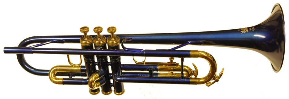 King 601 Trumpet Blue Lacquer. Good quality USA made trumpet . Outfit includes good quality woodshell case