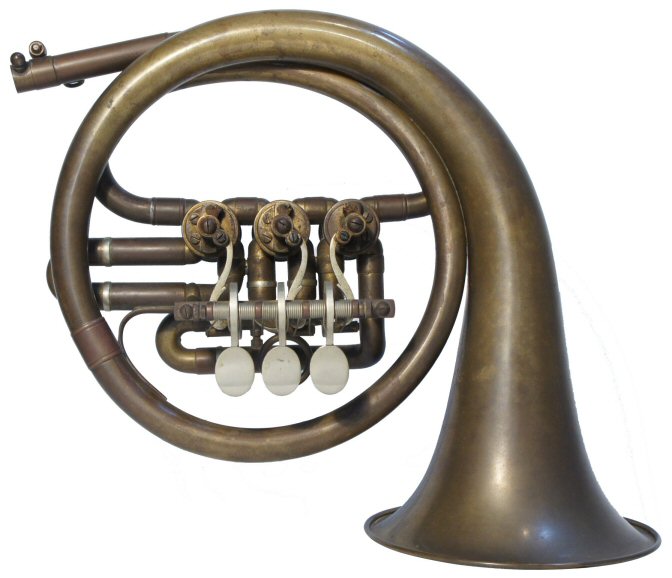 German Bugle with 3 Rotary Valves. Stamped made in GDR. Very good condition with nice patina. Plays well with a Flugel mouthpiece. Price £299.00