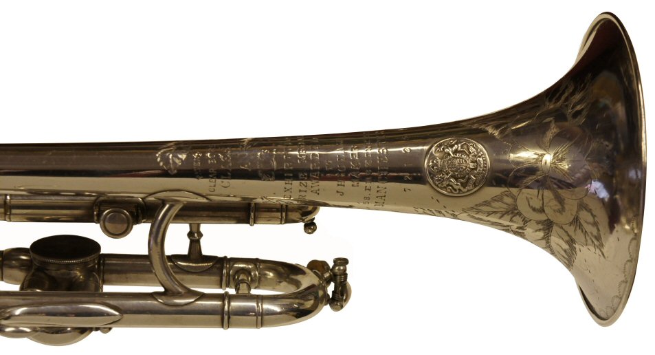 Higham Trumpet-Cornet in Bb/A C1925. Good condition. Rotary change to A. Not in good playing order due to worn valves. Cornet mouthpiece receiver. Case included. 