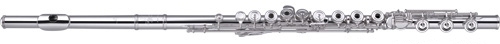Miyazawa 102 Flute. Handmade flute with sterling silver lip plate, riser and barrel, silver plated nickel silver body, footjoint and key mechanism