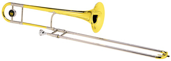 King Legend, 2B model, .481/.491" (12.22/12.47mm) dual bore, 7-3/8" (187mm) yellow brass bell, nickel silver outer slides, lacquer finish, 12C mouthpiece, woodshell case.This classic jazz trombone is noted for its projection and excellent upper range. 