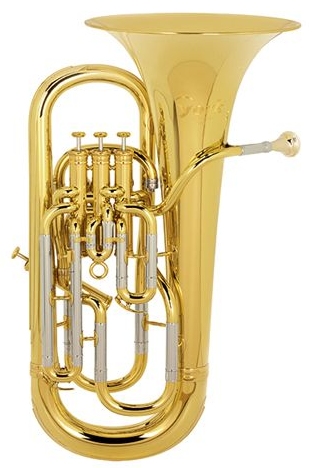 The York Preference euphonium YO-EU3067 is a 4 valve compensating instrument. The mouthpiece receiver is not soldered to the bell but connected by only a brace and allows for free vibration and an enhanced tone. The spring damper set creates quieter valve action. York euphoniums feature an excellent intonation and even response through all registers